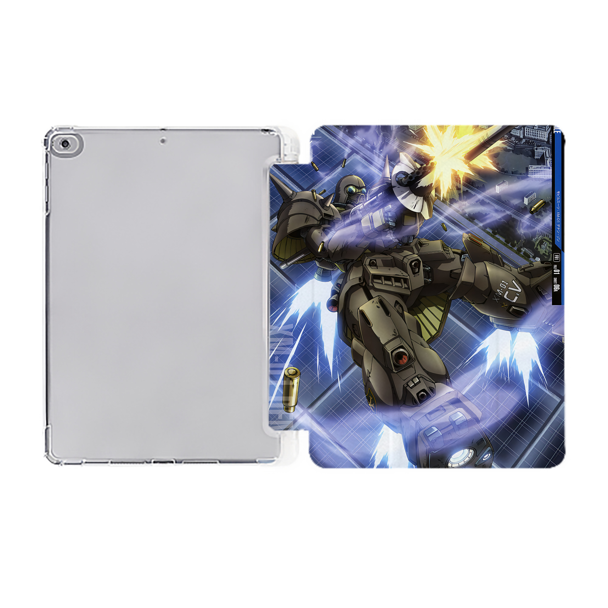 （画像用） 機動戦士ガンダム Mobile Suit Gundam IPad ケース ペン収納付き 三つ折りスタンド PUレザー×シリコン 対応機種9.5/10.5/10.9インチ